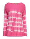 120% Lino Woman Sweater Fuchsia Size L Cashmere In Pink