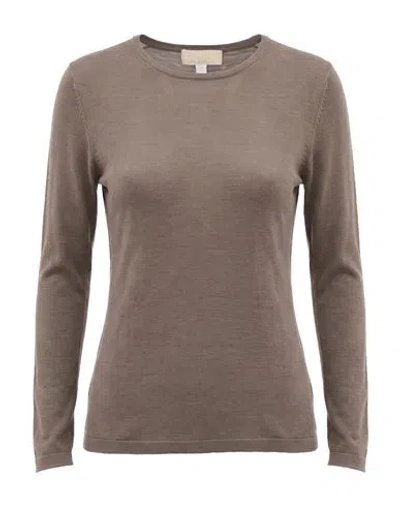 120% Lino Woman Sweater Khaki Size Xs Merino Wool In Brown