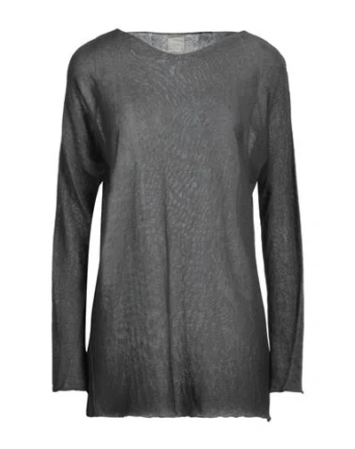 120% Lino Woman Sweater Lead Size Xl Linen In Grey