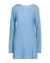 120% Lino Woman Sweater Light Blue Size Xl Cashmere In Blue