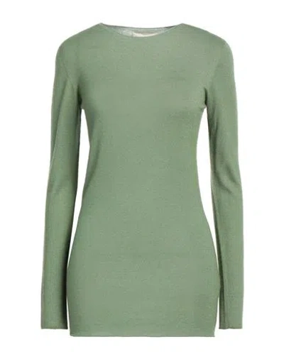120% Lino Woman Sweater Military Green Size M Cashmere