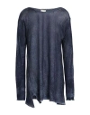 120% Lino Woman Sweater Navy Size M Linen In Navy