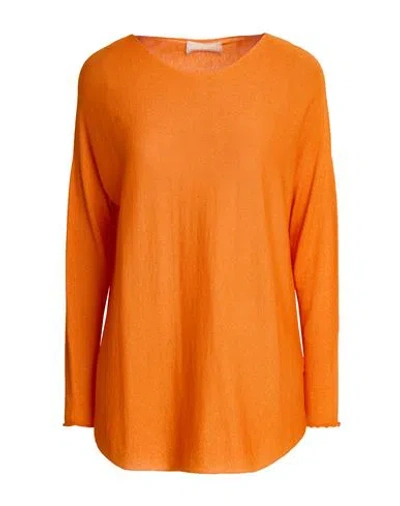 120% Lino Woman Sweater Orange Size S Cashmere