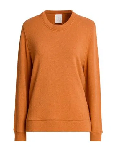 120% Lino Woman Sweater Orange Size S Cashmere, Modal, Wool