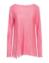 120% Lino Woman Sweater Pink Size L Linen In Pink