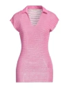 120% Lino Woman Sweater Pink Size L Linen