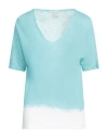 120% Lino Woman Sweater Turquoise Size Xl Linen In Blue