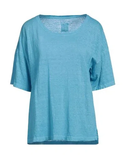 120% LINO 120% LINO WOMAN T-SHIRT AZURE SIZE S LINEN