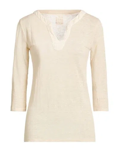 120% Lino Woman T-shirt Beige Size M Linen In Nude