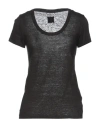 120% Lino Woman T-shirt Black Size L Linen