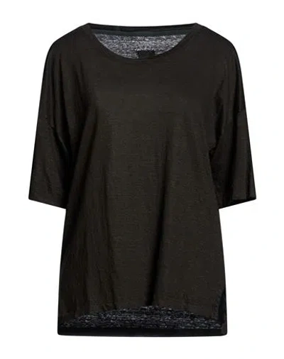 120% Lino Woman T-shirt Black Size L Linen