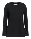 120% Lino Woman T-shirt Black Size Xxs Linen, Cotton In Black