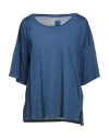 120% Woman T-shirt Blue Size Xs Linen In Blue