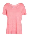 120% Lino Woman T-shirt Coral Size Xl Linen In Red