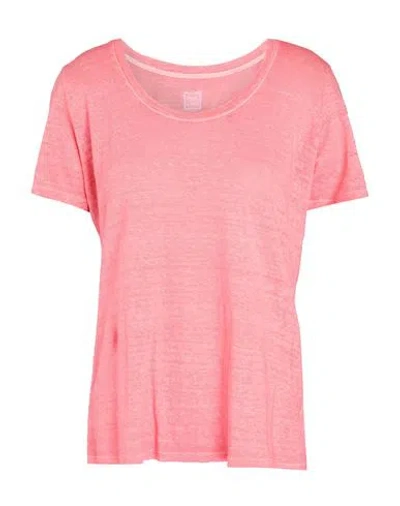 120% Lino Woman T-shirt Coral Size Xl Linen In Red