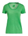 120% Lino Woman T-shirt Green Size S Linen In Green