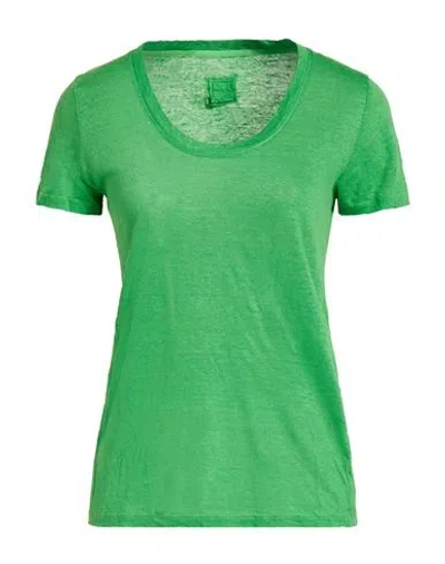 120% Lino Woman T-shirt Green Size S Linen