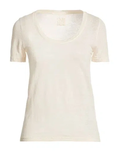 120% Lino Woman T-shirt Ivory Size Xs Linen In Neutral