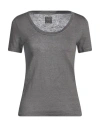 120% Lino Woman T-shirt Lead Size S Linen In Grey