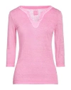 120% Lino Woman T-shirt Magenta Size L Linen