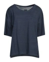 120% Lino Woman T-shirt Midnight Blue Size Xxs Linen