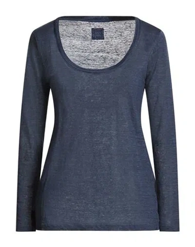 120% Lino Woman T-shirt Midnight Blue Size Xl Linen