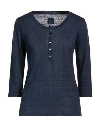 120% Lino Woman T-shirt Midnight Blue Size Xl Linen