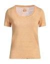 120% Lino Woman T-shirt Mustard Size M Linen In Yellow