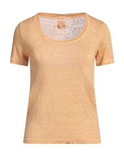 120% Lino Woman T-shirt Mustard Size M Linen In Yellow