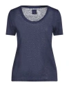 120% Lino Woman T-shirt Navy Size M Linen