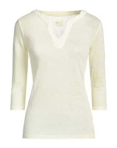 120% Lino Woman T-shirt Pastel Yellow Size L Linen