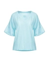 120% Lino Woman T-shirt Sky Blue Size Xl Linen In Blue