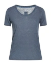 120% Lino Woman T-shirt Slate Blue Size L Linen In Blue