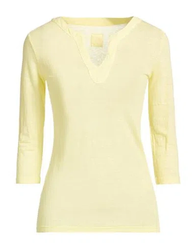 120% Lino Woman T-shirt Yellow Size S Linen