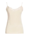 120% Lino Woman Tank Top Beige Size S Linen, Elastane