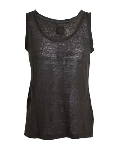 120% Lino Woman Tank Top Black Size Xl Linen