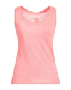 120% Lino Woman Tank Top Coral Size Xxl Linen In Red