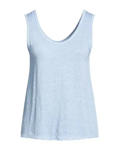 120% Lino Woman Tank Top Light Blue Size Xxs Linen