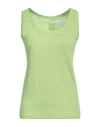 120% Lino Woman Tank Top Lime Green Size Xl Linen