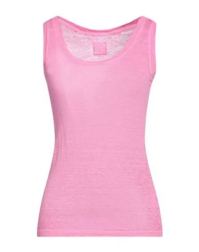 120% Lino Woman Tank Top Magenta Size L Linen