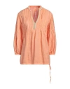 120% Lino Woman Top Apricot Size 12 Linen In Orange