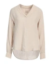 120% Lino Woman Top Beige Size 6 Linen