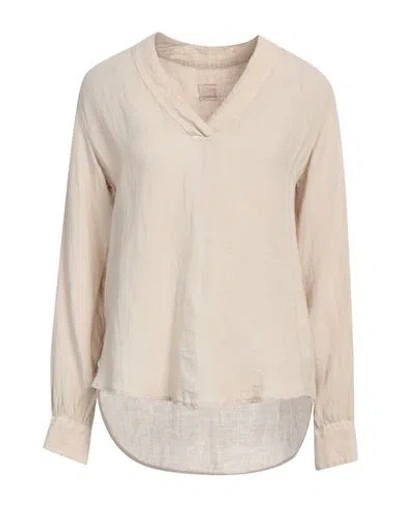 120% Lino Woman Top Beige Size 6 Linen In Beige
