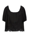 120% Lino Woman Top Black Size 8 Linen