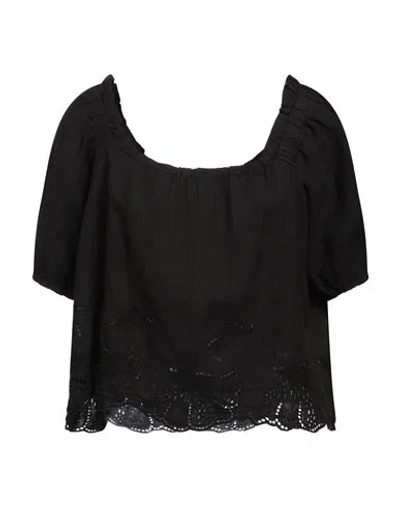 120% Lino Woman Top Black Size 8 Linen