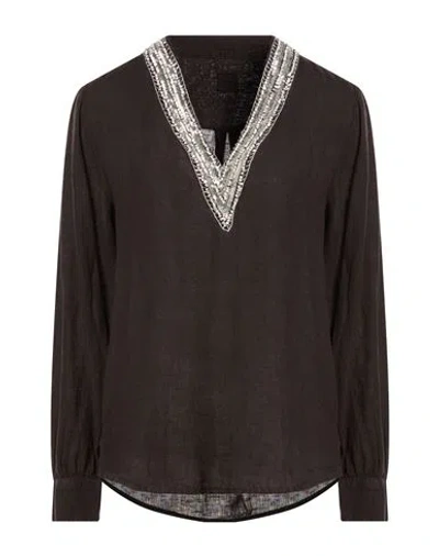 120% Lino Woman Top Black Size 14 Linen