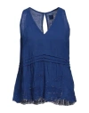 120% Lino Woman Top Blue Size 10 Linen