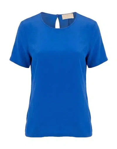 120% Lino Woman Top Blue Size 2 Silk