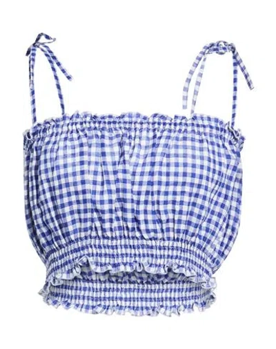 120% Lino Woman Top Blue Size 6 Linen