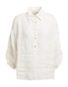 120% Lino Woman Top Cream Size 6 Linen In White